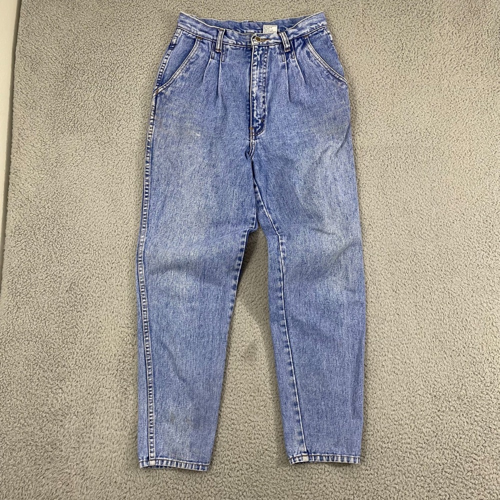 VTG Bill Blass Acid Wash Mom Jeans Women 10 Blue Pleated High Waist 90s Denim